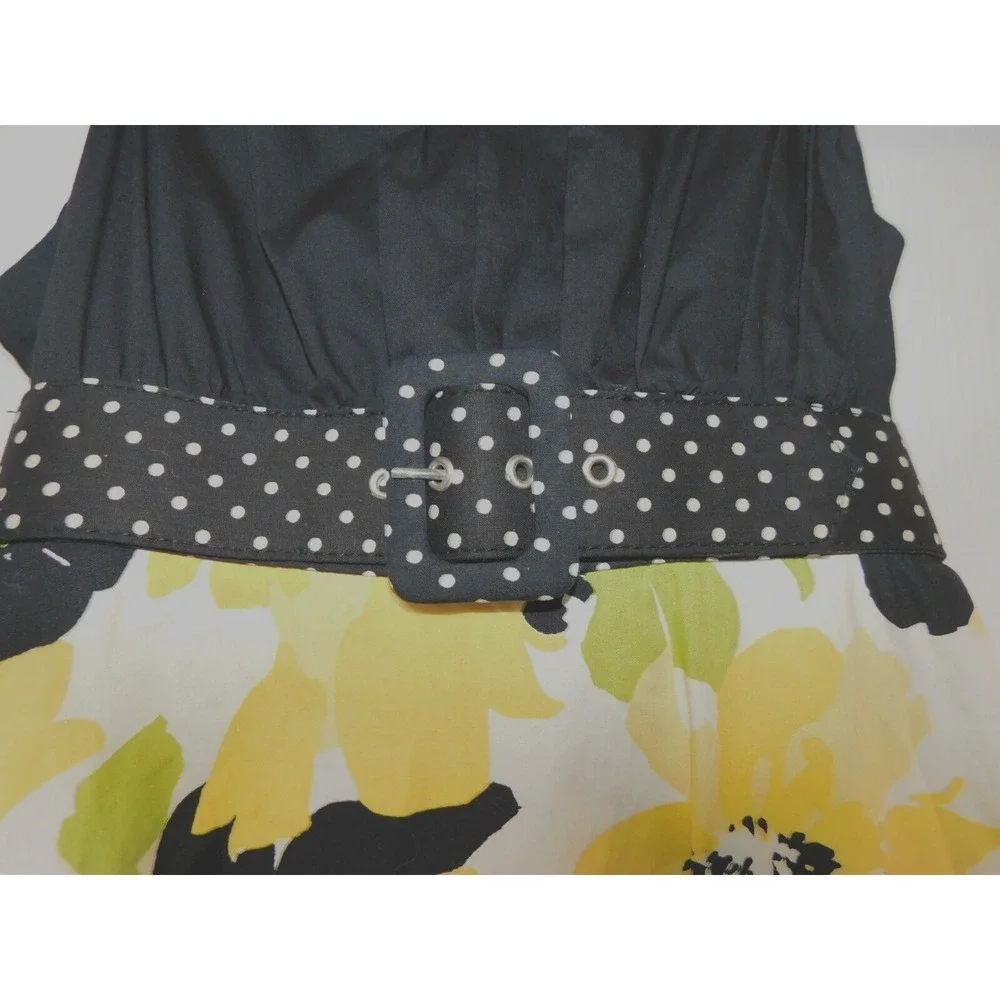Justice Sleeveless Dress Girls Size 14 Yellow and‎ Black flowers Belted